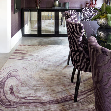 Tuscany Silk Amethyst Marble Rug Premium Hand Woven Luxury Abstract Shiny Purple Rug - Medium 120x180 cm (4'x6')