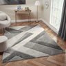Orbit Lumen 3D Grey Abstract Geometric Textured Hallway Runner Rug - Medium 120x170 cm (4'x5'6")