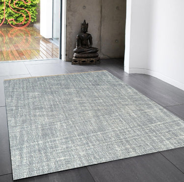 Tweed Silver Wool Hand Woven Rug in Very Large Size 200 x 300 cm