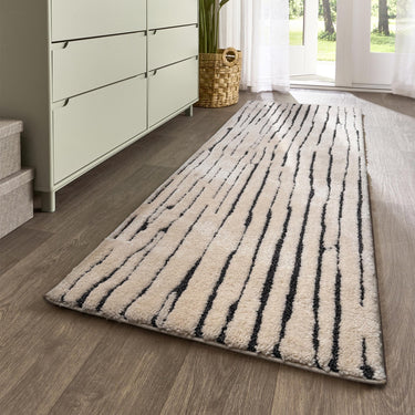 Woodweave Ivory/Charcoal Modern Woodgrain-Inspired Pattern Rug - Runner 67x200 cm (2'2"x6'7")