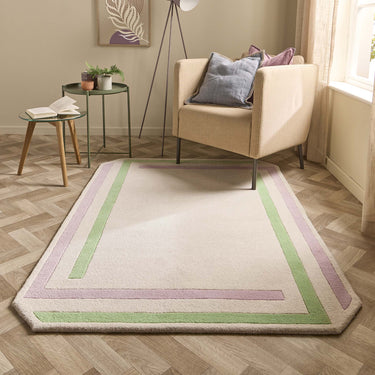 Origins Contour Hand-Carved Wool Gem Design Lavender & Green Rug - Medium 120 x 170 cm (4'x5'6")