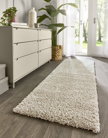 Hadley Thick Fluffy Sumptuous Cream By Polypropylene Shaggy Modern Rug - Runner 67x200 cm (2'2"x6'7")