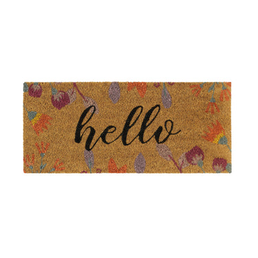 My Coir Insert Hello Non-Slip Floral Bordered Doormat 23x53 cm