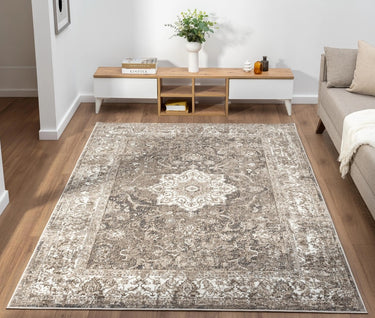 865AC Classic Anthracite Traditional Vintage Textured Bordered Hallway Runner Rug - Small 80x150 cm (2'6"x5')