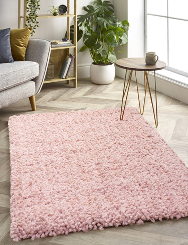 Origins Portland High Pile Super Fluffy Blush Pink Shaggy Modern Plain Rug 140x200 cm - Large 140x200 cm (4'8"x6'7")