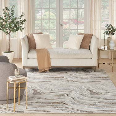 Glitz GLZ22 Marble Silky Shimmer Grey Gold Abstract Textured Modern Hallway Runner Rug - Medium 119x180 cm (3'11"x5'11")