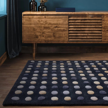 Asiatic London Dotty 3D Spotty Tufted Navy Blue Hand-Carved Wool Viscose Cotton Rug - Medium 120x170 cm (4'x5'6")