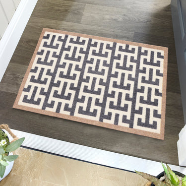My Nylon Pattern Form Geo Washable Non-Slip Geometric Bordered Doormat 50x75 cm