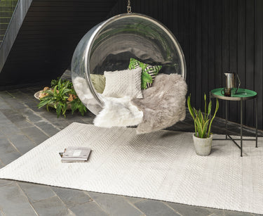 Halsey Indoor Outdoor Rug Hand Woven Geometric Flatweave Reversible Natural Beige Rug, Runner or Cushion - X-Large 200x290 cm (6'7"x9'6")