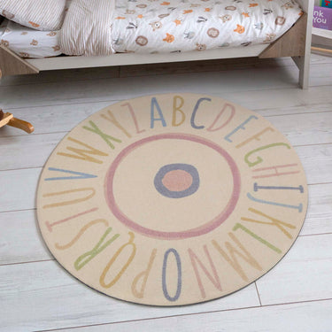 My Play Alphabet Educational Kids Washable Non-Slip Bordered Round Rug