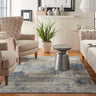 Nourison Rustic Textures RUS10 Ivory Blue Jute Polypropylene Abstract Textured Rug - Medium 120x180 cm (4'x5'11'')