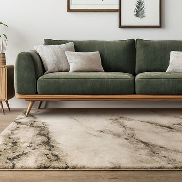 Asiatic London Mirage Mineral Marbled Texture Green Polypropylene Abstract Textured Hallway Runner Rug - Small 80x150 cm (2'6"x5')
