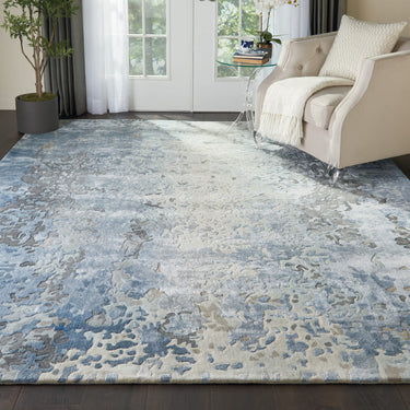 Prismatic PRS17 Hand-Tufted New Zealand Wool and Silk Denim Blue Rug - 114 x 175 cm (3'9"x5'9")