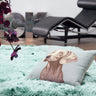 Plush Plain Shaggy High Pile Thick Silky Fluffy Soft Hand Woven Ocean Blue Rug - Small 70x140 cm (2'3"x4'7")