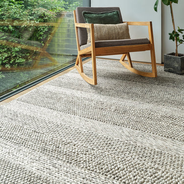 Coast Wool & Viscose High Quality Textured Hand Woven Flatweave Striped Rug in Grey Marl - Small 70x140 cm (2'3"x4'7")