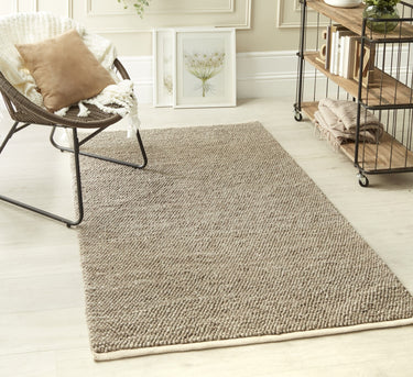 La Playa Hand Woven Pebble Wool Rug in Rustic Beige - Medium 120x170 cm (4'x5'6")