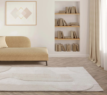 Tova 3D Pattern Tufted Touch Ivory Geometric Textured Modern Rug - Medium 120x170 cm (4'x5'6")