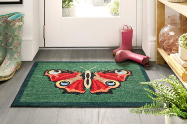 My Nylon Pattern Butterfly Washable Non-Slip Bordered Rug - Small 50 x 75 cm (2'x2'5")