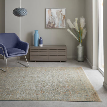 Consept Looms Emerald EMR102 Silky Beige Viscose Traditional Abstract Rug - Small 60x90 cm (2'x3')