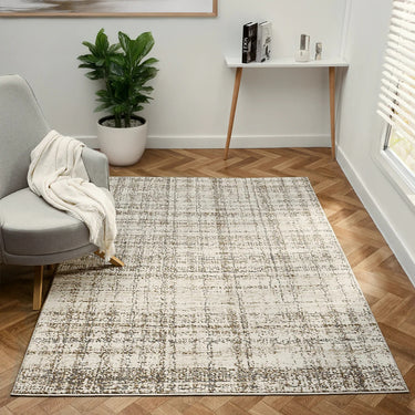 URCO Petra Palmyra Lines Natural Polypropylene Traditional Abstract Textured Hallway Runner Rug - Small 80x150 cm (2'6"x5')
