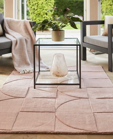 Origins Penny 3D Blush Pink Hand-Carved Wool Geometric Rug - Medium 120x170 cm (4'x5'6")