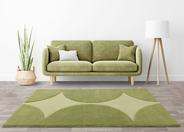 Asiatic London Canvas Reflect Retro Tufted Green Handmade Wool Abstract Geometric Rug - Medium 120x170 cm (4'x5'6")