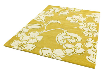Asiatic London Matrix MAX15 Devore Contemporary Silky Tufted Yellow Wool Viscose Abstract Geometric Rug - Small 80x150 cm (2'6"x5')