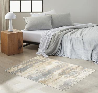 Calvin Enchanting ECH02 Ivory Seaglass Blue Polypropylene Abstract Modern Rug - Small 97x152 cm (3'2''x5')