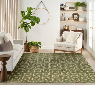 Horizon Classic Trellis HOZ01 Green By Indoor Outdoor Polypropylene Geometric Textured Rug - Medium 152 x 213 cm (5'x7')