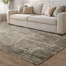 Kuza Portrait New Linear Pattern Khaki Green Polypropylene Abstract Textured Distressed Rug - Small 80x150 cm (2'6"x5')