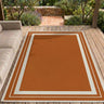 Terrace Terracotta Polypropylene Geometric Flatweave Bordered Rug - Small 80x150 cm (2'6"x5')