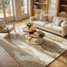 Consept Looms Dune Wavy Desert Sand Drift Pattern Ivory Wool Viscose Textured Boho Rug - 170 x 240 cm (5'7"x7'10")