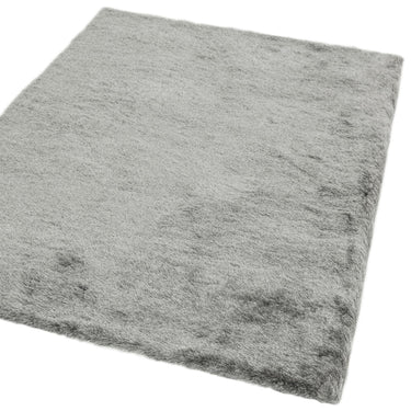 Asiatic London Whisper Silky Shiny High Pile Silver Shaggy Textured Plush Rug - Small 90x150 cm (3x5')