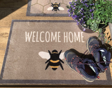My Nylon Pattern Bee Washable Non-Slip Bordered Hallway Runner Rug - Small 50 x 75 cm (2'x2'5")