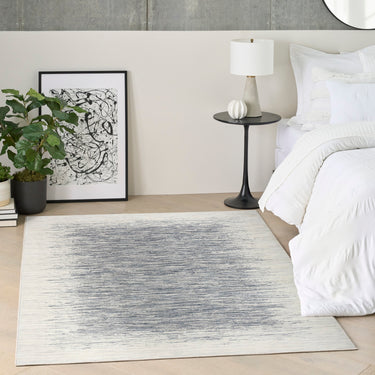 Grand Street GRN04 Silky Ivory Blue By Abstract Modern Soft Rug - Medium 119x180 cm (3'11"x5'11")