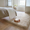 Barnaby Shaggy High Pile Thick Sumptuous Hand Woven Plain Plush Rug in Sand Beige - Medium 120x170 cm (4'x5'6")