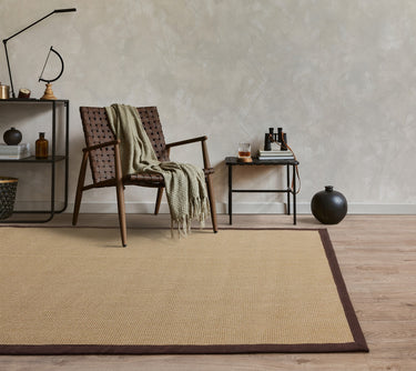 Sisal Jute Plain Non-Slip Linen Natural with Chocolate Brown Border Rug & Runner - Medium 120x180 cm (4'x6')