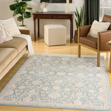 Isla ISL01 Classic Living Blue Jute Polypropylene Traditional Vintage Rug - X-Large 239x300 cm (7'10"x9'10")