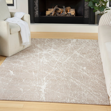 Nourison Exhale EXL02 Sprawling Pattern Natural Ivory Polypropylene Abstract Textured Rug - Medium 119x180 cm (3'11"x5'11")