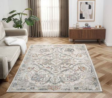 URCO Nova Sadie Cream Polypropylene Persian Traditional Vintage Hallway Runner Rug - Small 80x150 cm (2'6"x5')