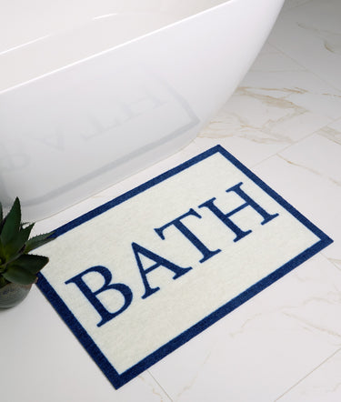 Dip and Drip Bathroom Simply Bath Washable Non-Slip Bordered Rug 50x75 cm