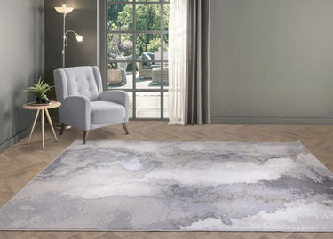 Stellar ST03 Painterly Marbled Beige Natural Polypropylene Abstract Textured Rug - Small 80x150 cm (2'6"x5')