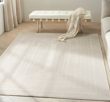 Calvin Irradiant IRR02 Ivory Geometric Textured Modern Rug - 119 x 180 cm (3'11"x5'11")