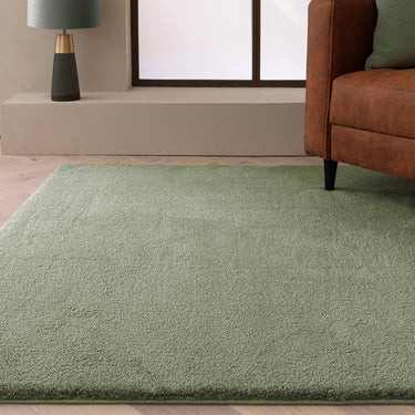 Asiatic London Como Ultra Soft Silky High Shine Velvety Sage Green Jute Shaggy Textured Rug - Medium 120x170 cm (4'x5'6")