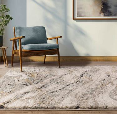 Asiatic London Mirage Wave Marbled Texture Blue Polypropylene Abstract Textured Rug - Large 160x230 cm (5'3"x7'7")