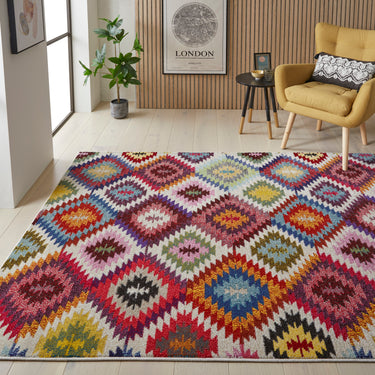 Carnaval CAR106 Vibrant Multi Colours Modern Geometric Rug by Concept Looms - Medium 120x170 cm (4'x5'6")