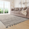 Nepal Grey Black Diamond Bohomian Berber Hand Woven Wool Fringed Rug - Medium 120x170 cm (4'x5'6")