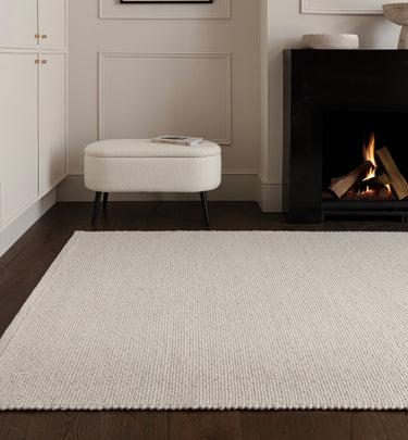 Finley Plain Hand Made Wool Polyester Organic Textured Modern Ivory Marl Rug - Medium 120x170 cm (4'x5'6")