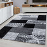 Parma 9220 Blocks Design Black Jute Polypropylene Abstract Geometric Rug 200x290 cm