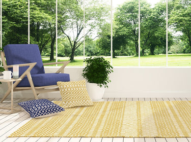 Halsey Indoor Outdoor Rug Hand Woven Geometric Flatweave Reversible Mustard Yellow Rug, Runner or Cushion - Medium 120x170 cm (4'x5'6")